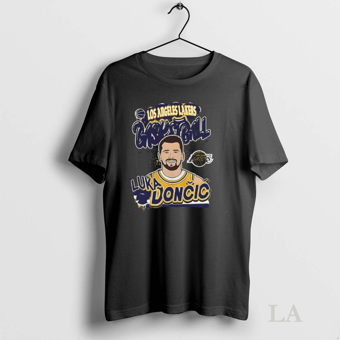 Original Los Angeles Lakers Luka Doncic 77 Yellow Baller Art Tee