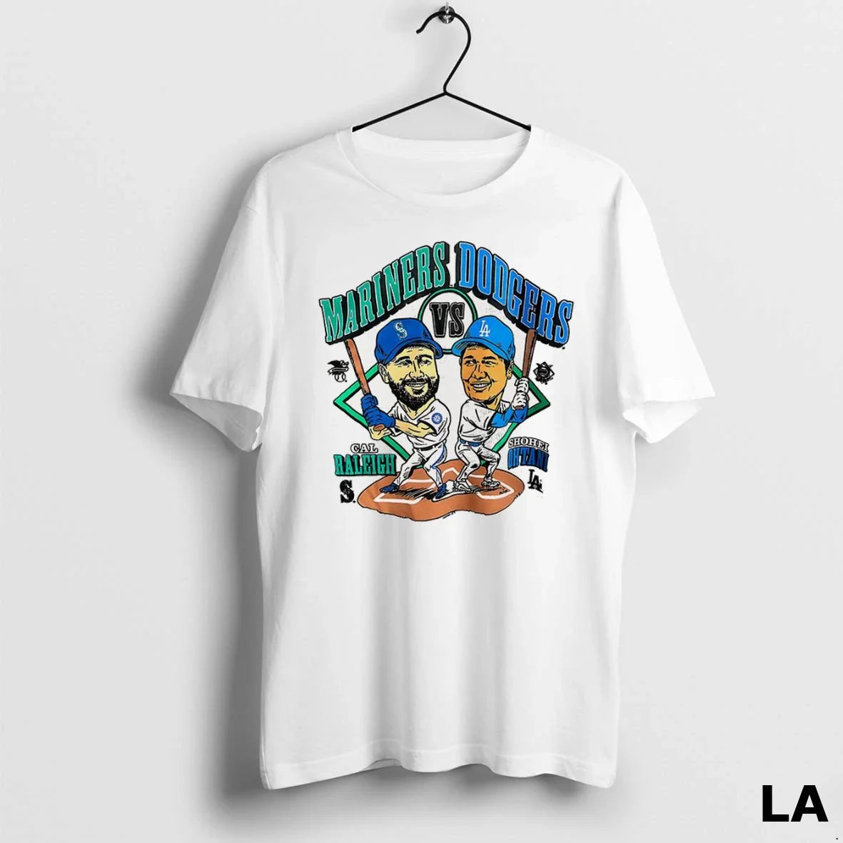Original Mariners Cal Raleigh Vs Dodgers Shohei Ohtani Cartoon Hoodie