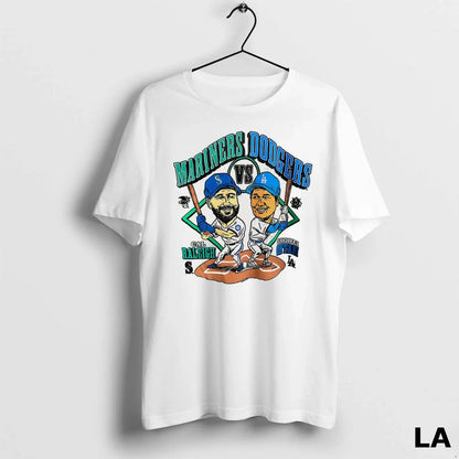 Original Mariners Cal Raleigh Vs Dodgers Shohei Ohtani Cartoon Hoodie