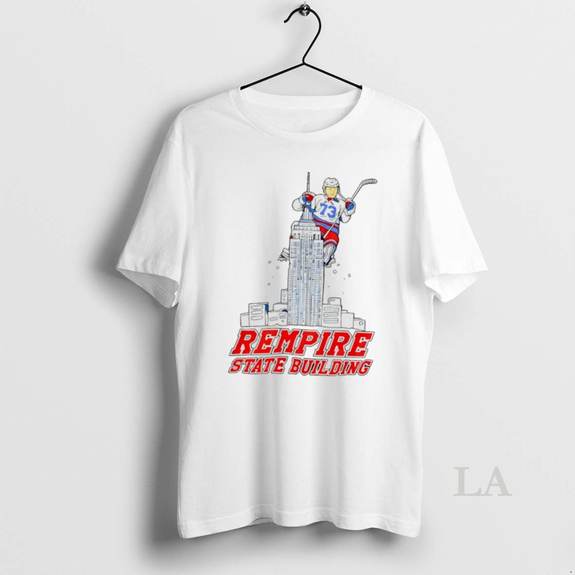 Original Matt Rempe 73 New York Rangers Empire State Building Tee