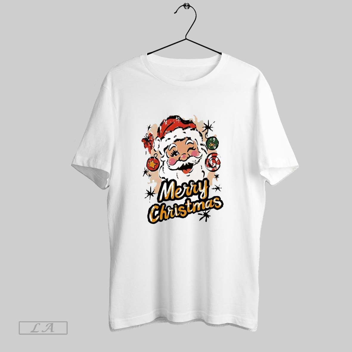 Original Merry Santa Wink White S Tee Trendy Apparel