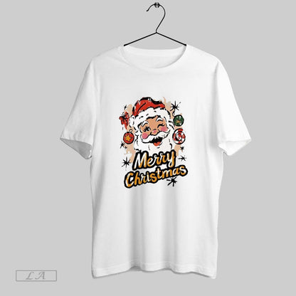 Original Merry Santa Wink White S Tee Trendy Apparel