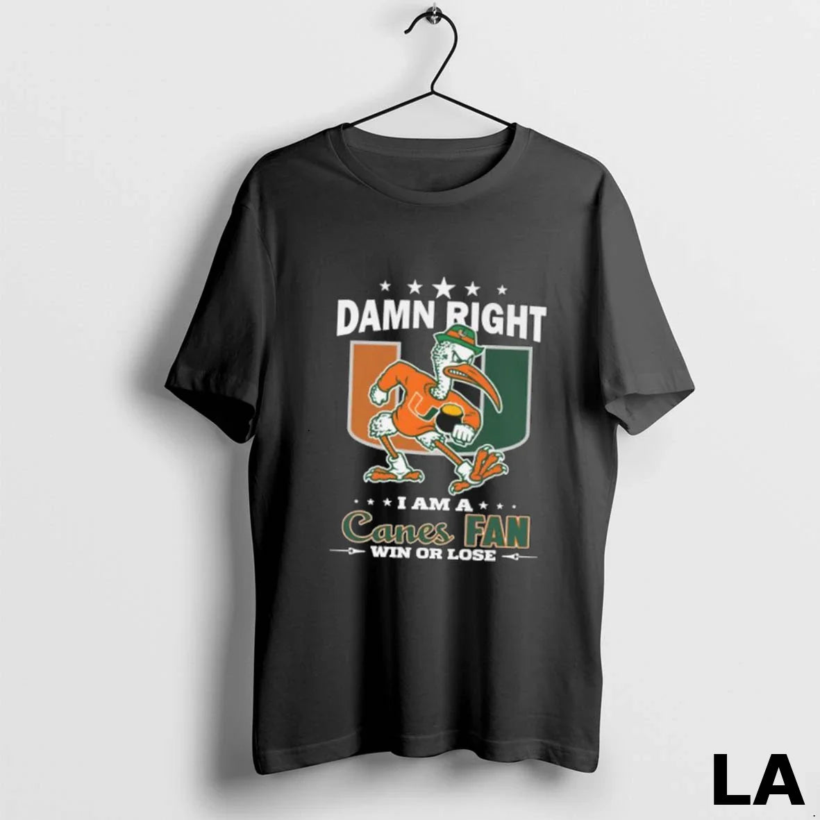 Original Miami Hurricanes Mascot Damn Right I Am Canes Win Or Lose
