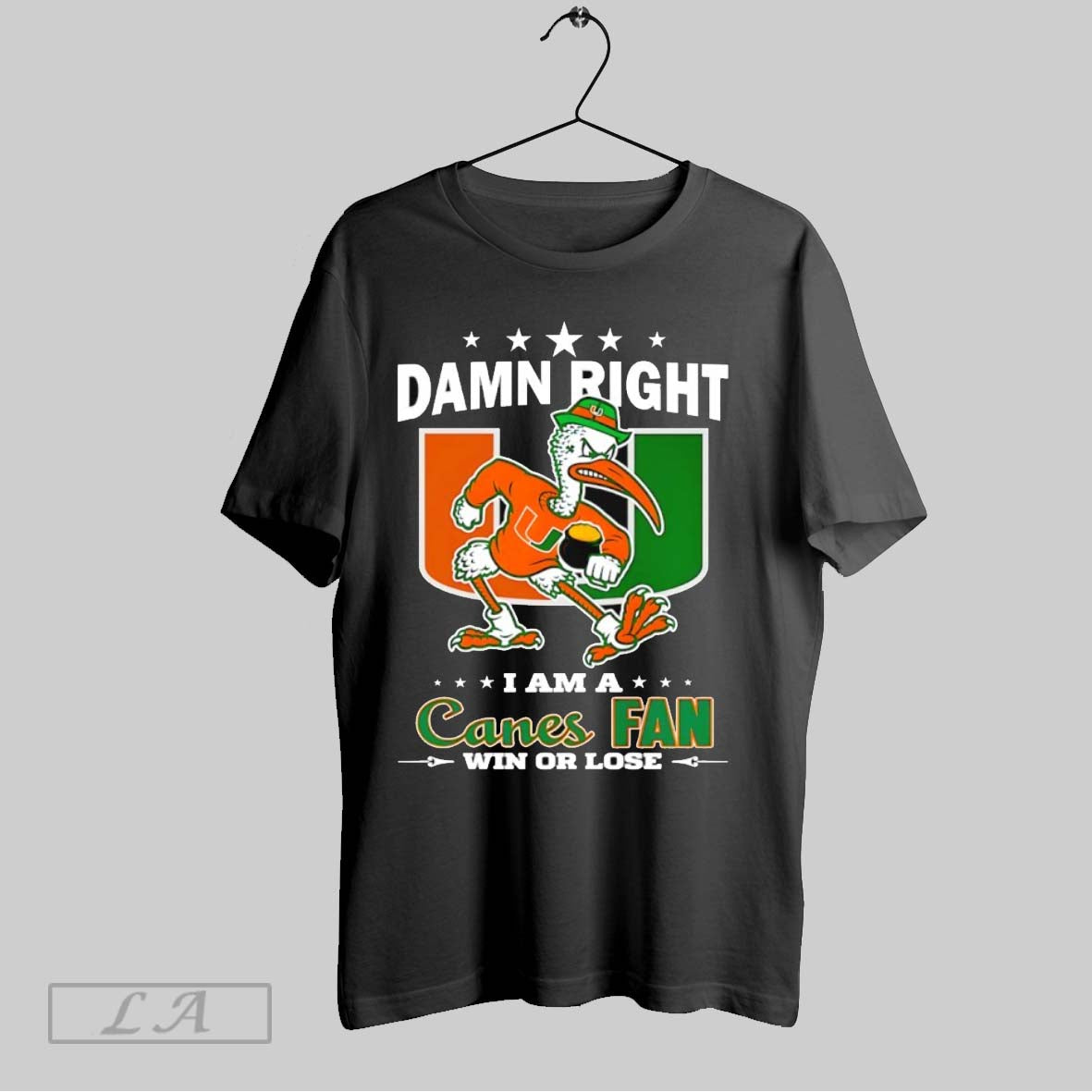 Original Miami Hurricanes Damn Right I Am Canes Win Or Lose Mascot