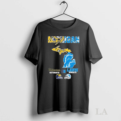 Original Michigan Wolverines Saturdays Lions Sundays Map Tank Top