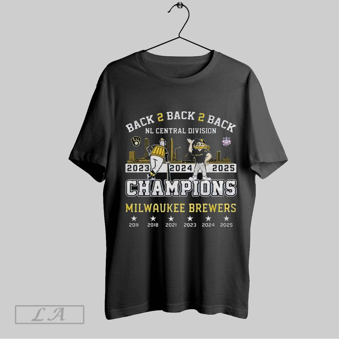 Original Milwaukee Brewers Mascot Back 2 Back 2 Back Nl Central
