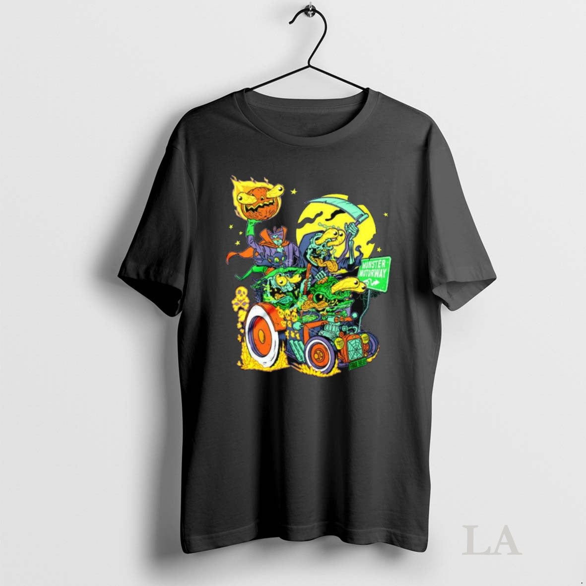 Original Monster Motorway Halloween Long Sleve Tee Authentic Apparel