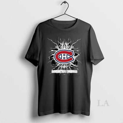 Original Montreal Canadiens Nhl Lightning Logo TShirt Vintage Apparel