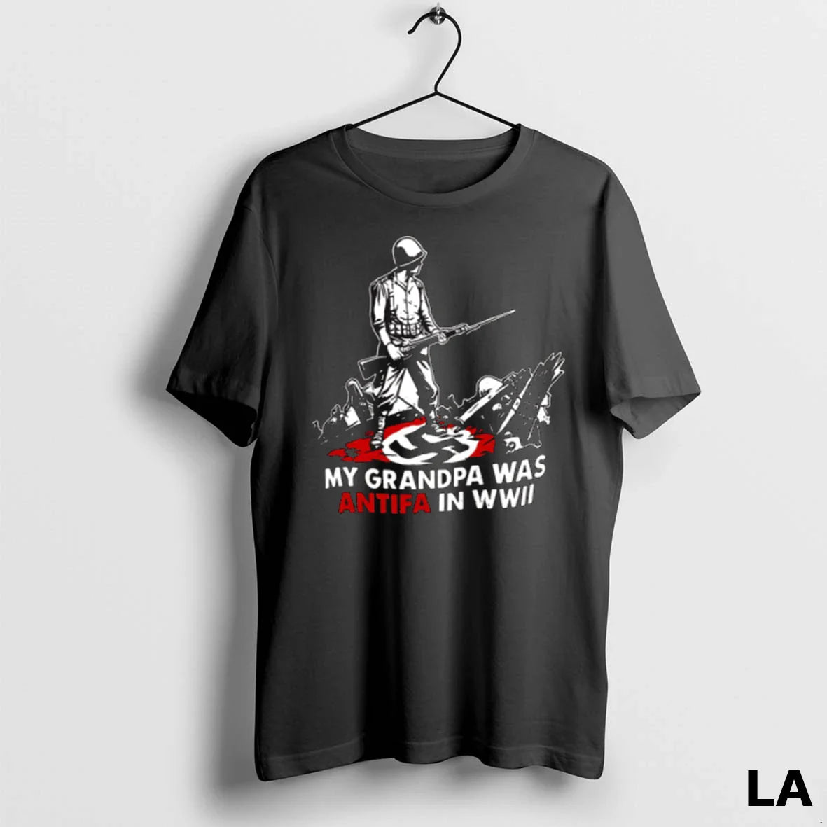 Original My Grandpa Was Antifa Wwii Black Allbluetees Hoodie Retro