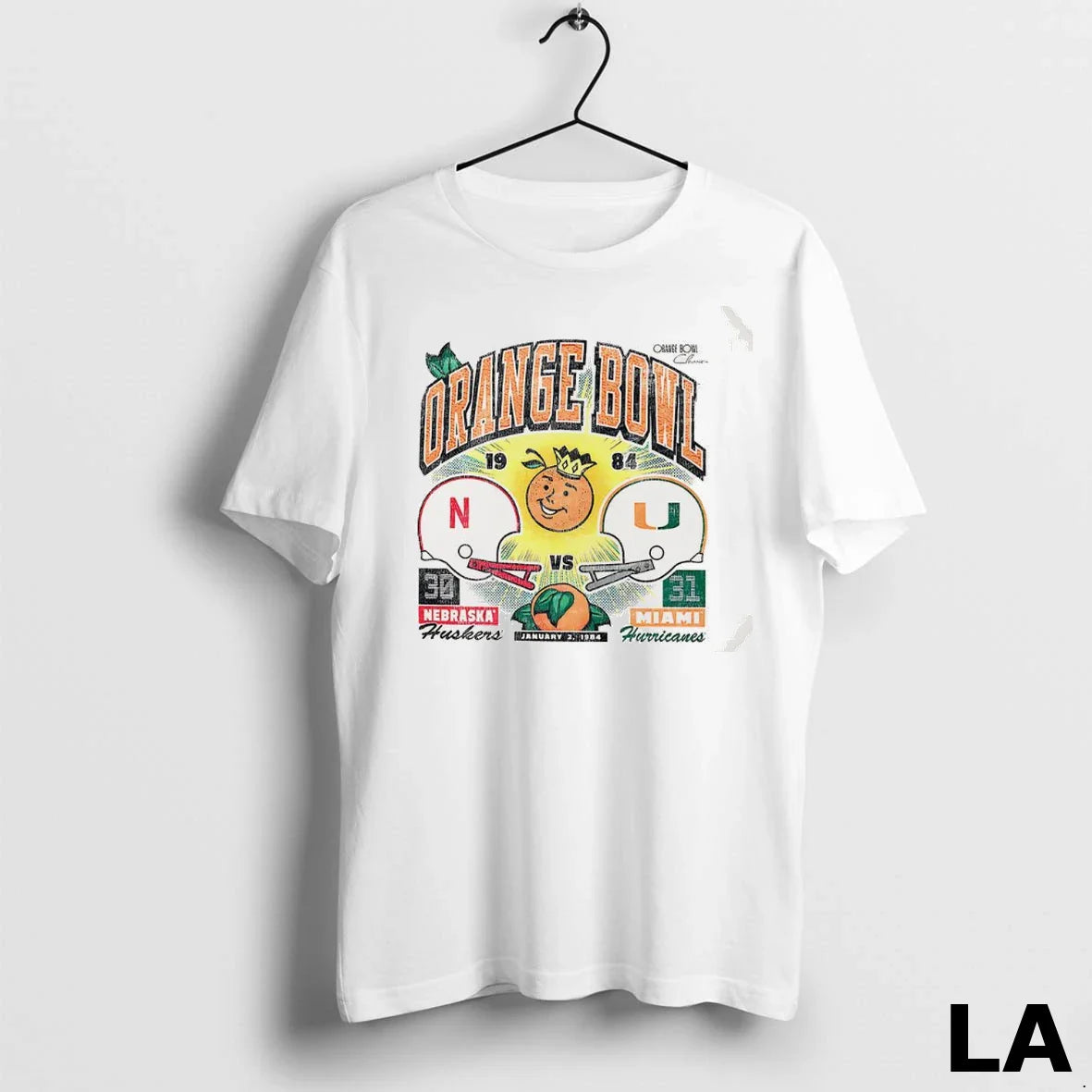 Original Nebraska Huskers Vs Miami Hurricanes 1984 Orange Bowl Tee