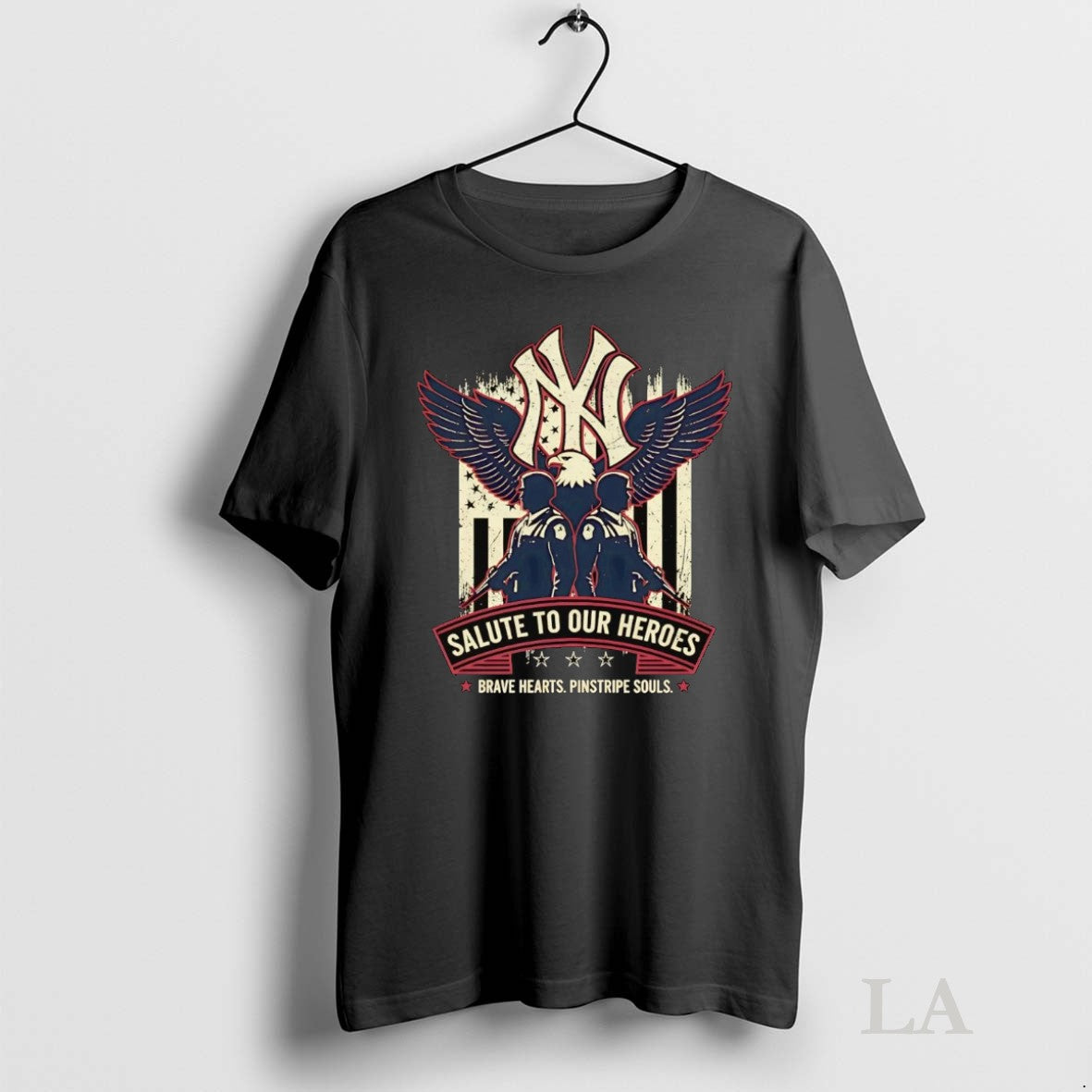 Original New York Yankees Salute To Our Heroes Brave Hearts Tee