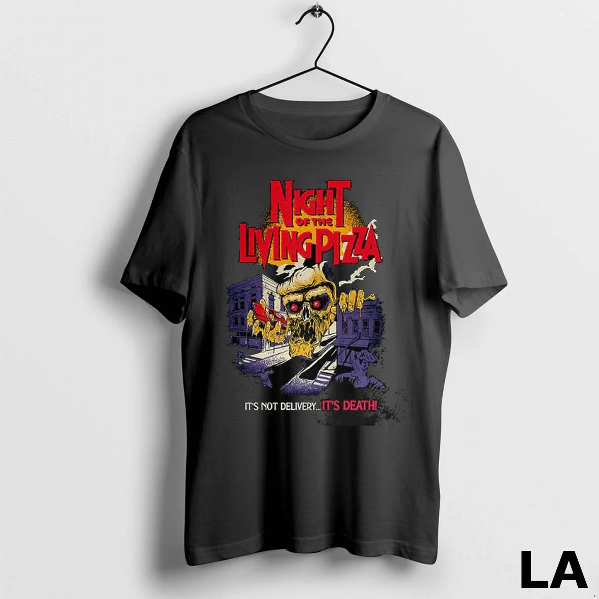 Original Night Living Pizza Its Not Delivery Its Dead Horror Tee