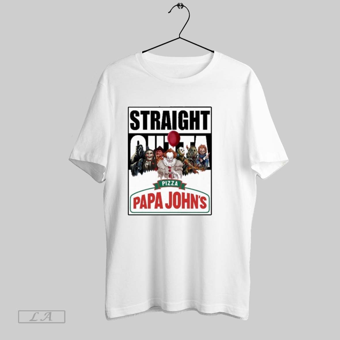 Original Papa Johns Pizza Logo Straight Outta Horror Film Halloween