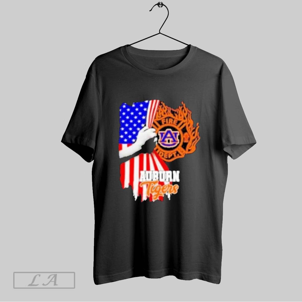 Original Personalized Auburn Tigers Fire Department American Flag Tee