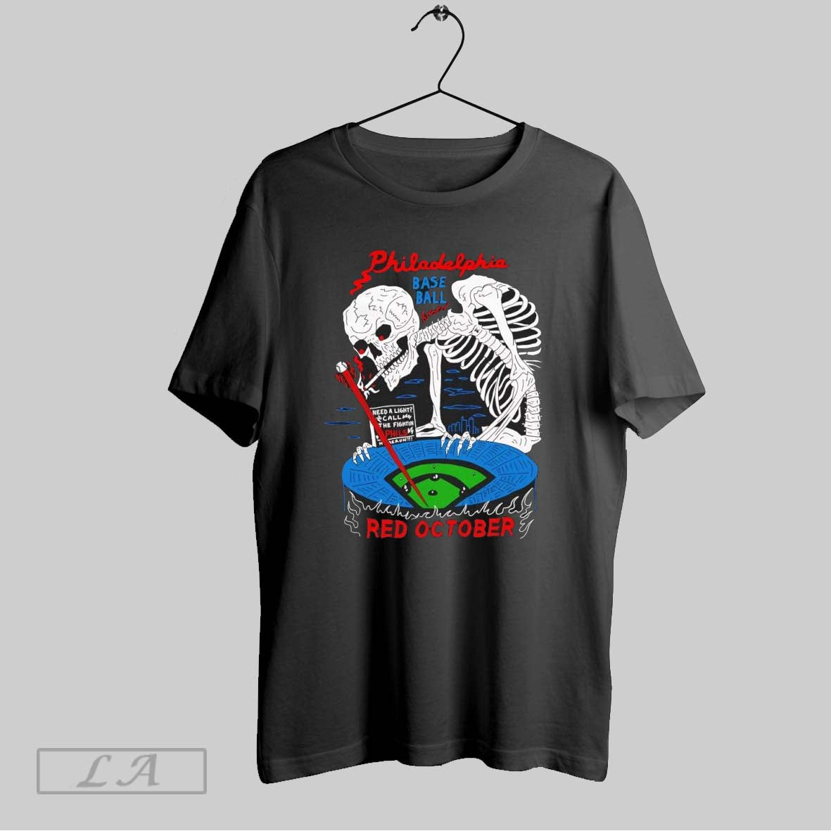 Original Philadelphia Baseball Skeleton Red October Shirt Trendy