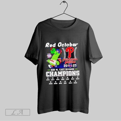 Original Phillies Red October 2025 Nl East Division Champions Tee
