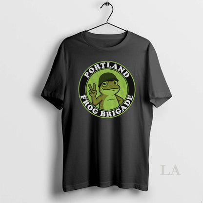 Original Portland Frog Brigade Badge Peace Sign Mascot Tee Classic Art