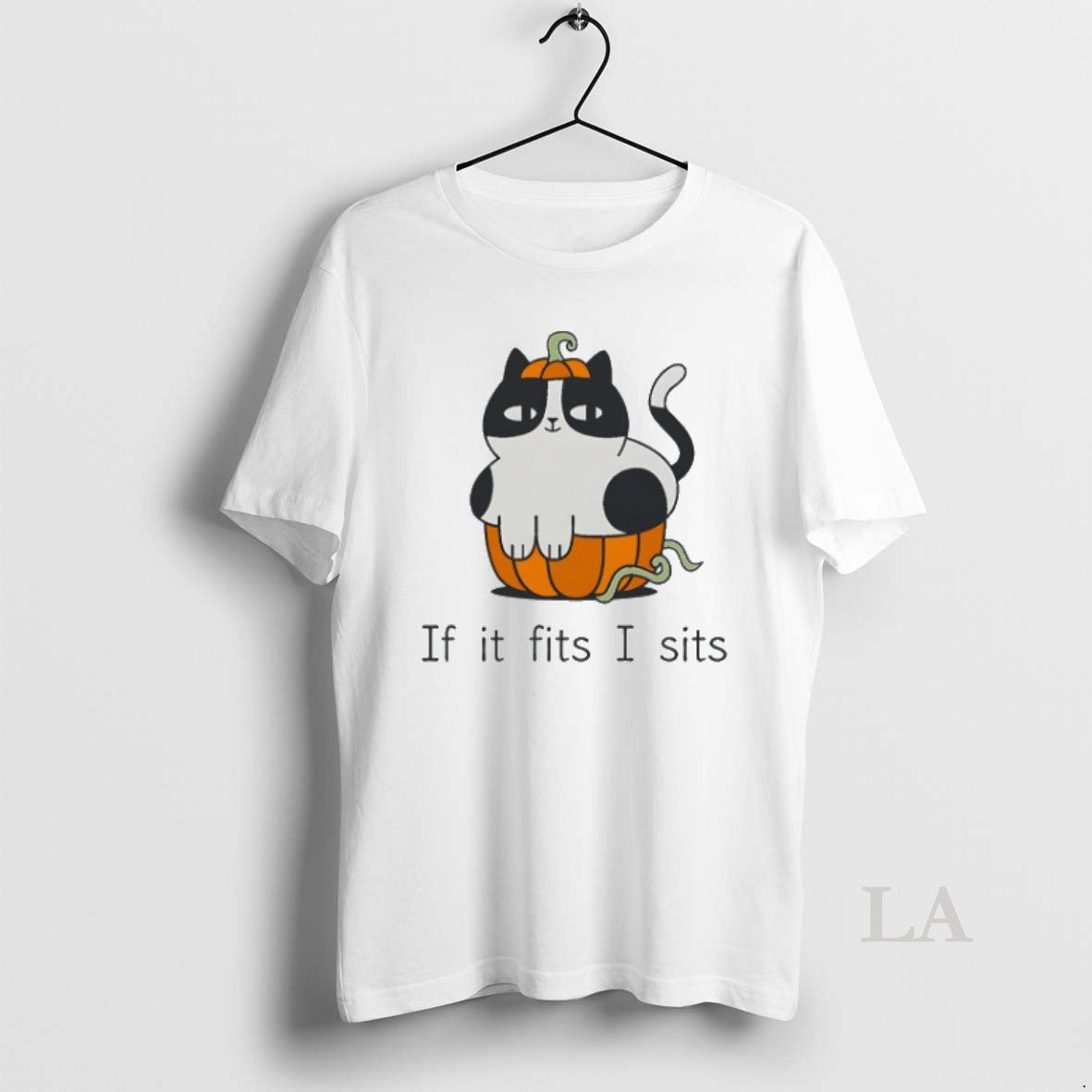 Original Pumpkin Cat If It Fits I Sits Halloween Tee Elegant Look