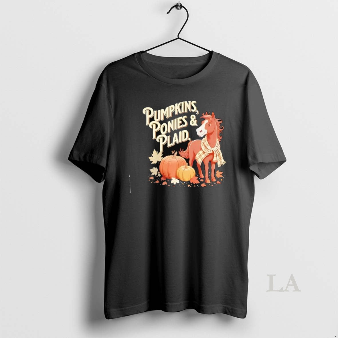 Original Pumpkins Ponies Plaid Halloween Long Sleeve Vintage Look