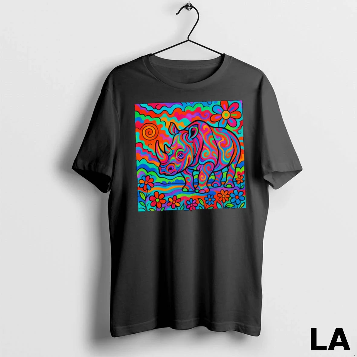 Original Rainbow Rhino Art Sweatshirt Unique Fashion