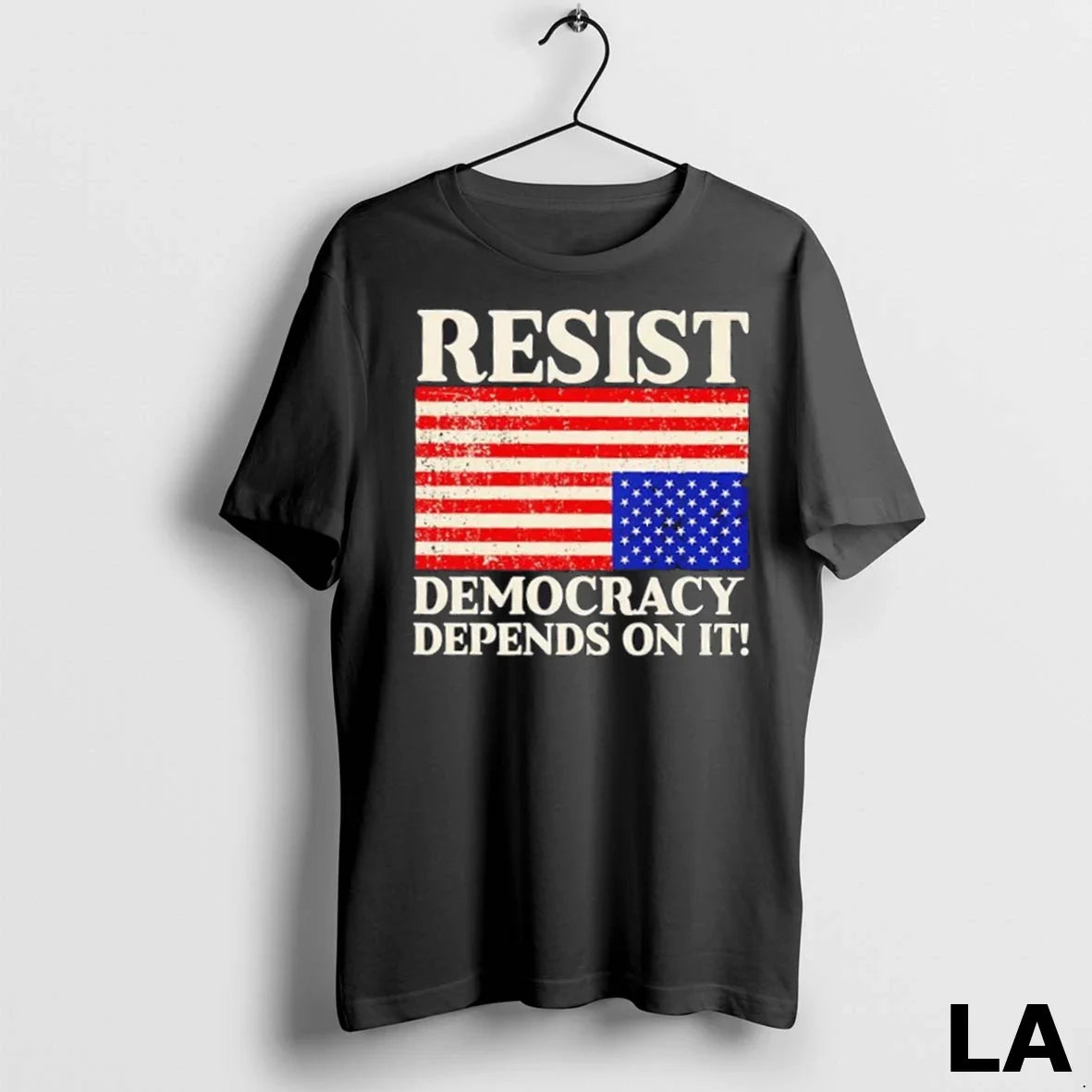 Original Resist Democracy Depends It Us Flag Shirt Retro Merch