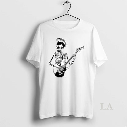 Original Rocker Skeleton Guitar Skater Halloween Punk Rock Tee