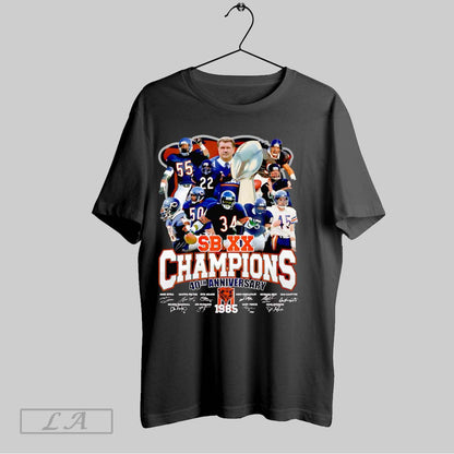 Original Sb Xx Champions 40Th Anniversary Chicago Bears 1985 Tee