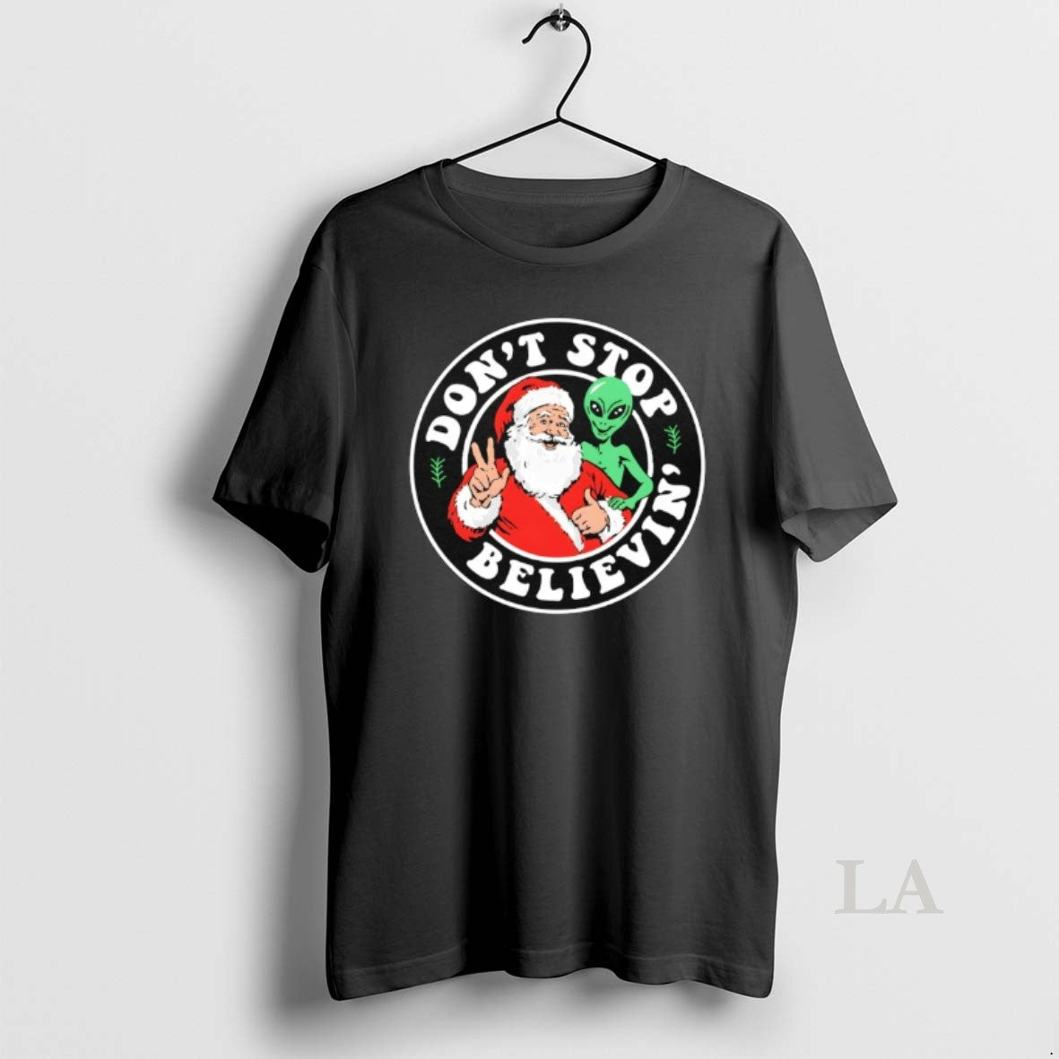 Original Santa And Alien Dont Stop Believin TShirt Exclusive Apparel