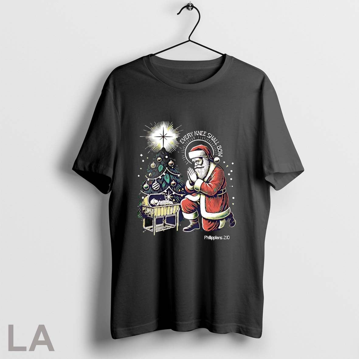 Original Santa Every Knee Shall Bow Philippians 2 10 Shirt Unique