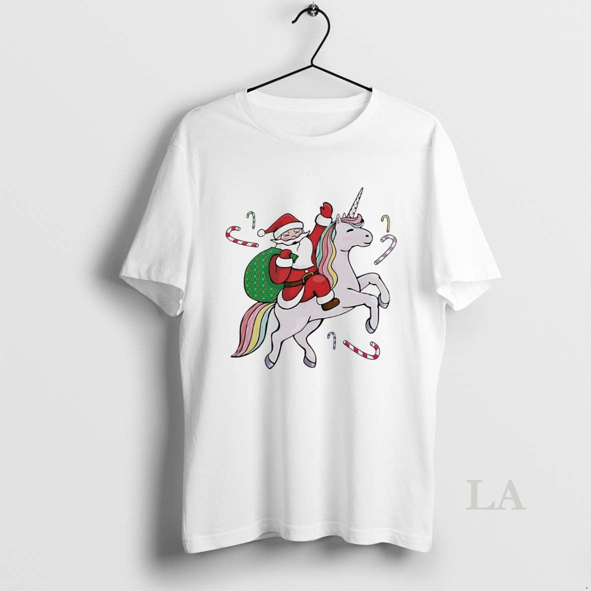 Original Santa Riding Unicorn Candy Joy White Long Sleeve Authentic
