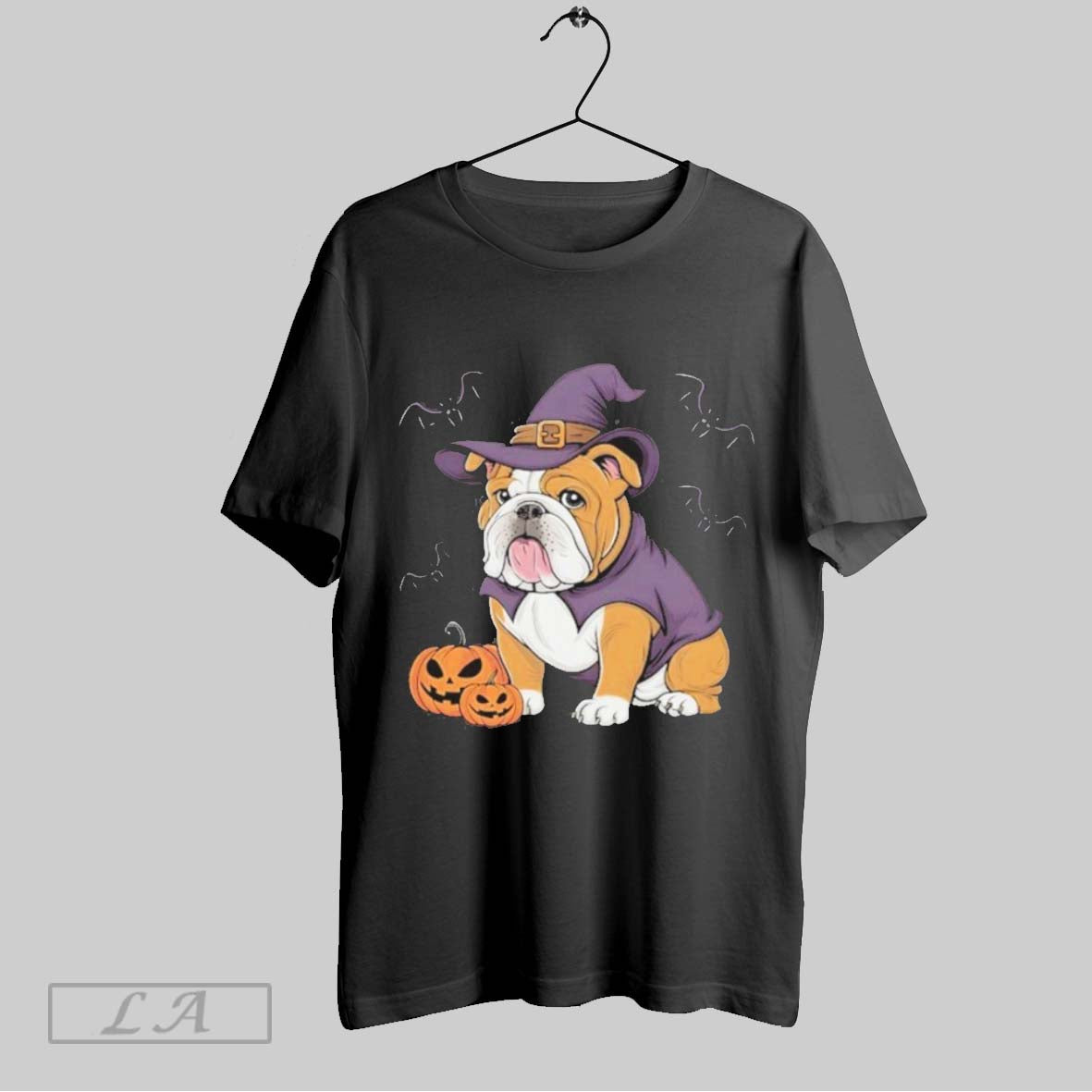 Original Scary Pumpkin Bat Witch English Bulldog Halloween TShirt