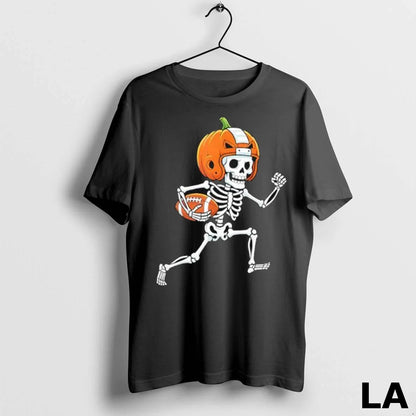 Original Skeleton American Football Player Spooky Sports Ladies Tee