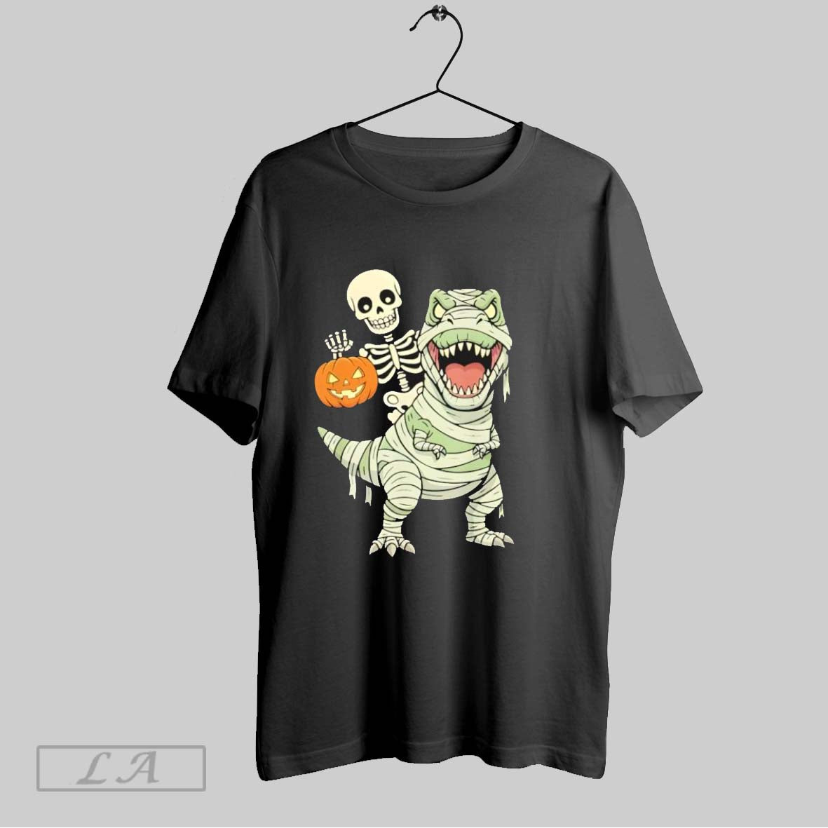 Original Skeleton Riding Mummy Dinosaur T Rex Halloween Pumpkin