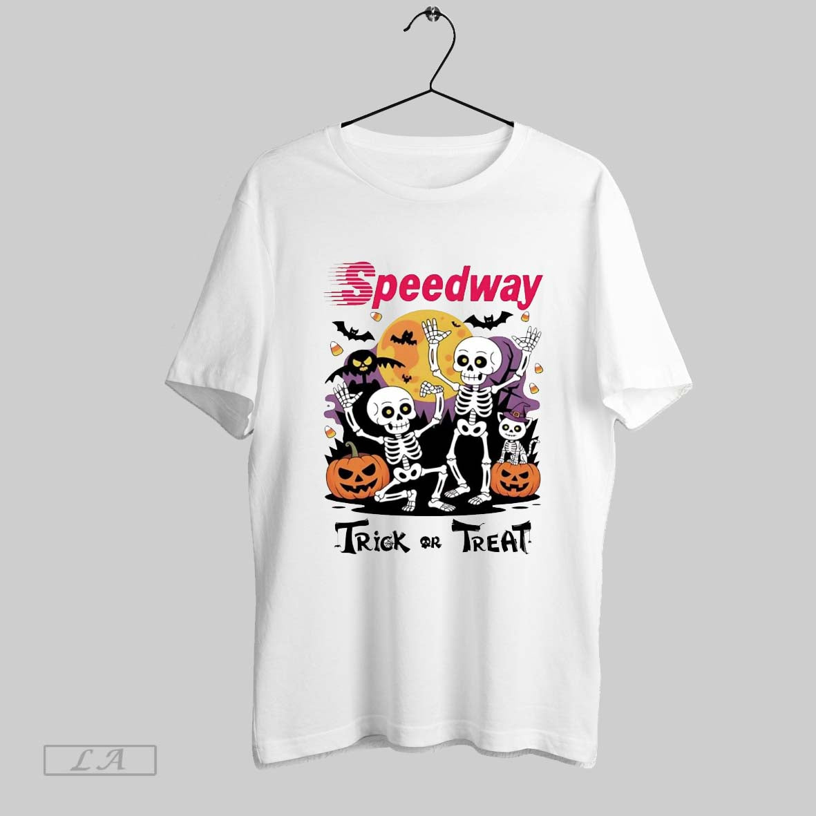 Original Skeleton Speedway Trick Or Treat Halloween TShirt Retro Style