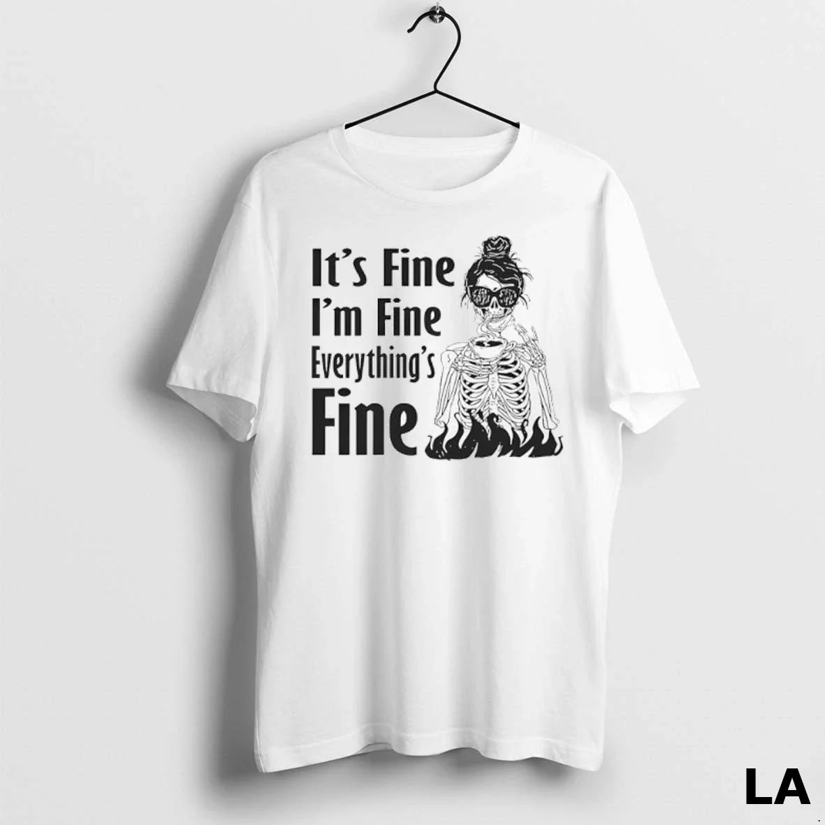 Original Skeleton Its Fine Im Fine Everything Is Fine Ladies Hoodie