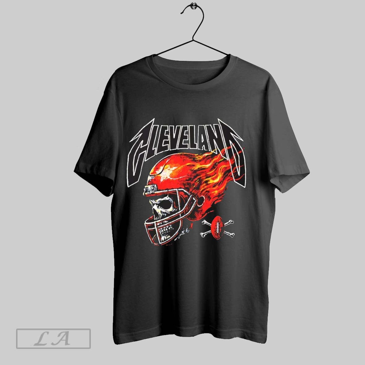 Original Skull Flames Cleveland Browns Football Helmet V Neck Shirt