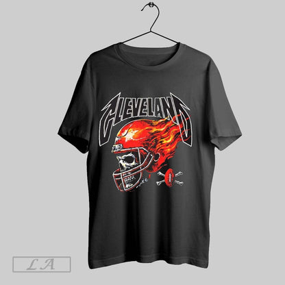 Original Skull Flames Cleveland Browns Football Helmet V Neck Shirt