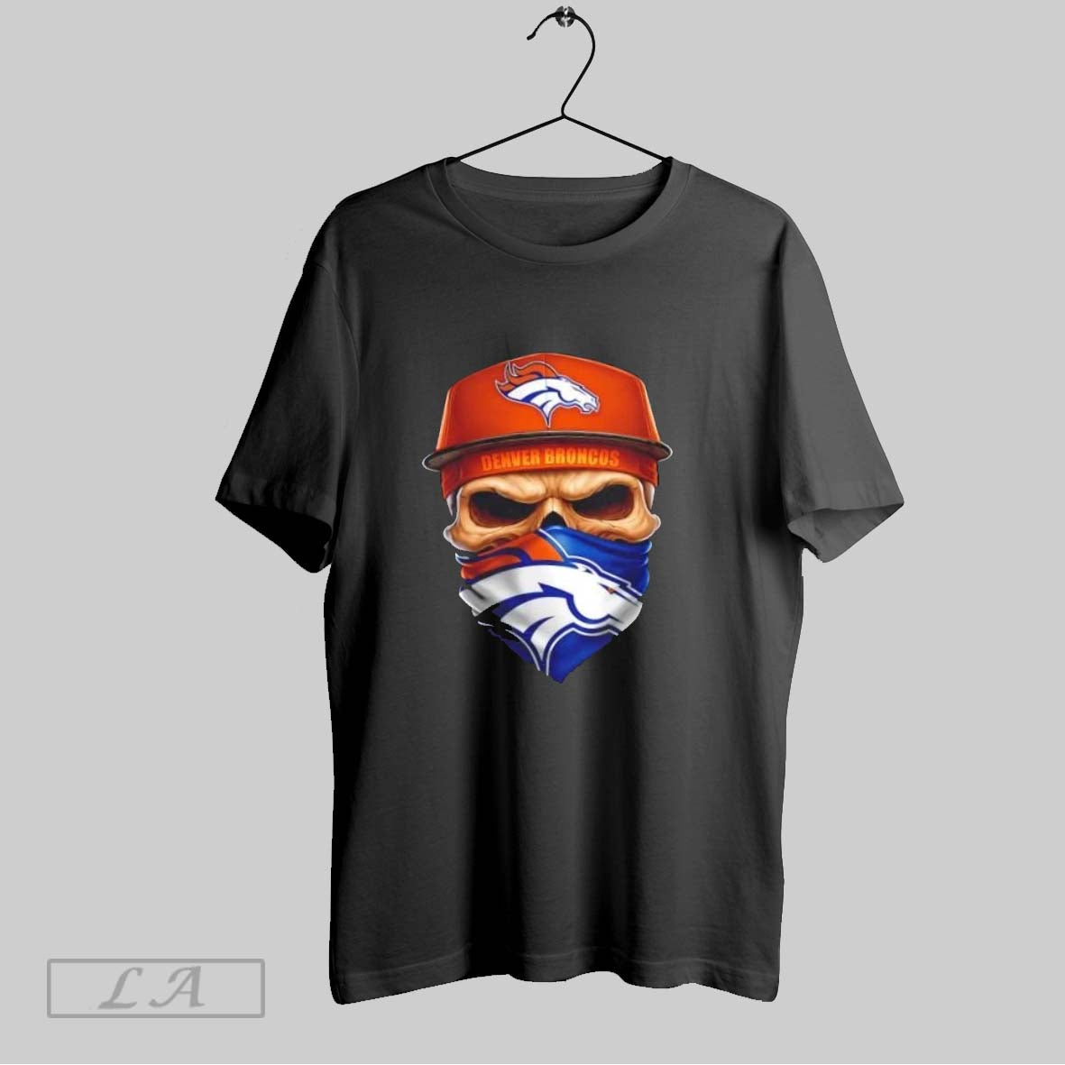 Original Skull Wearing Face Scarf Denver Broncos Football TShirt