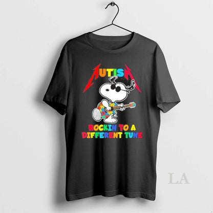 Original Snoopy Autism Rockin To Different Tune Tee Elegant Merch