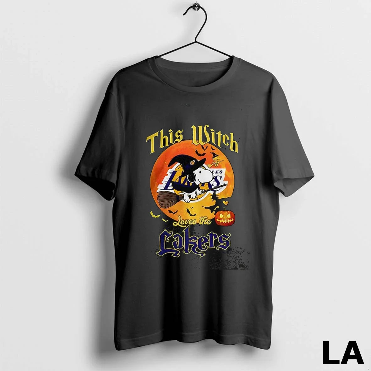 Original Snoopy This Witch Loves Los Angeles Lakers Halloween Tee
