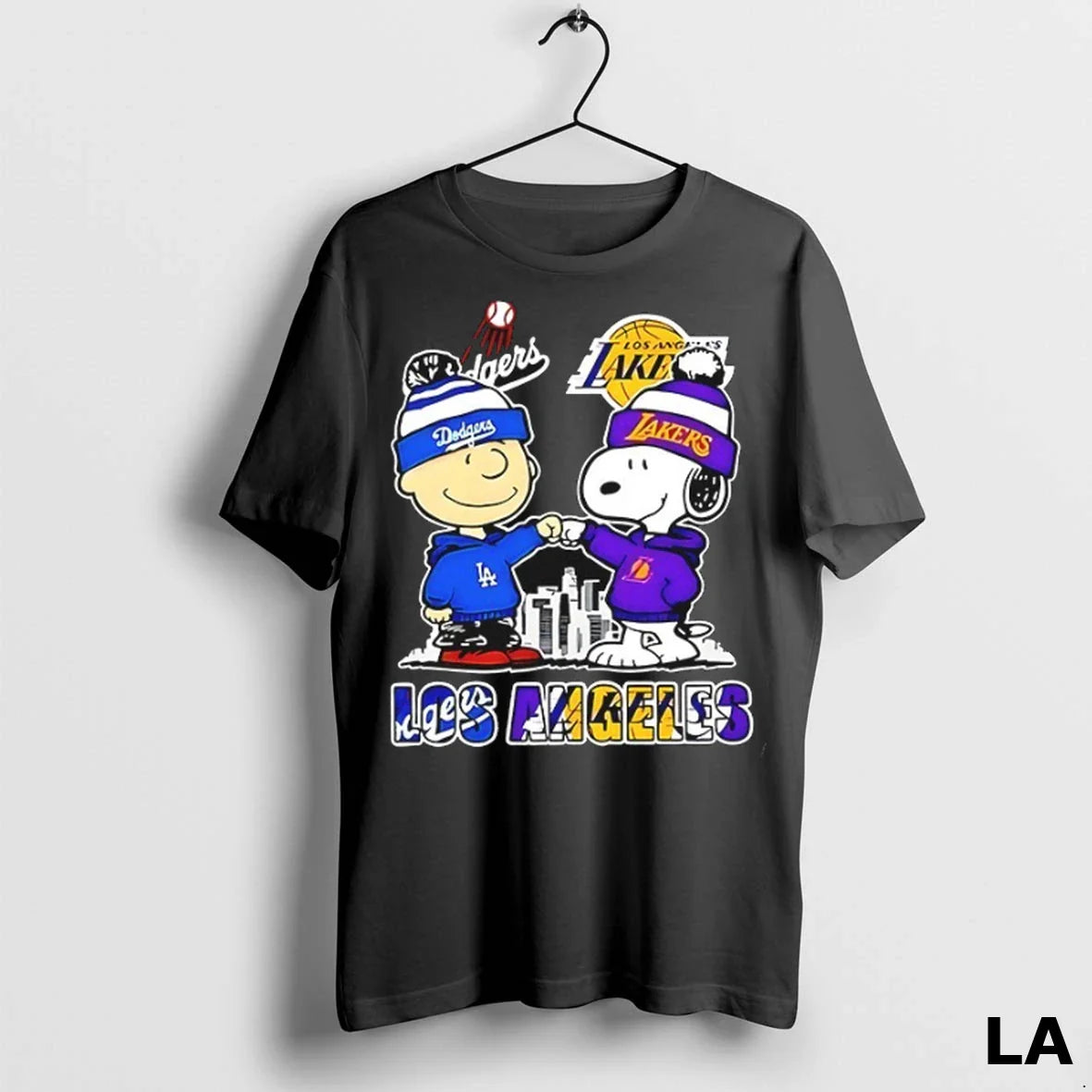 Original Snoopy And Charlie Brown Los Angeles Sports Dodgers X Lakers