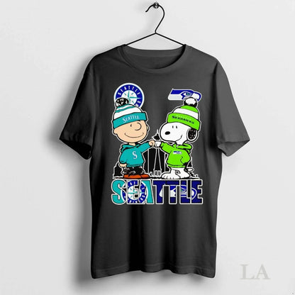 Original Snoopy And Charlie Brown Seattle Skyline Mariners And