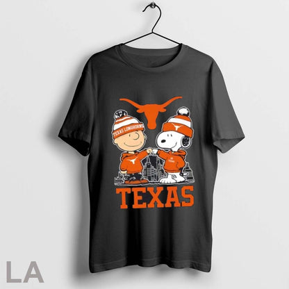 Original Snoopy And Charlie Brown Texas Longhorns Football Skyline