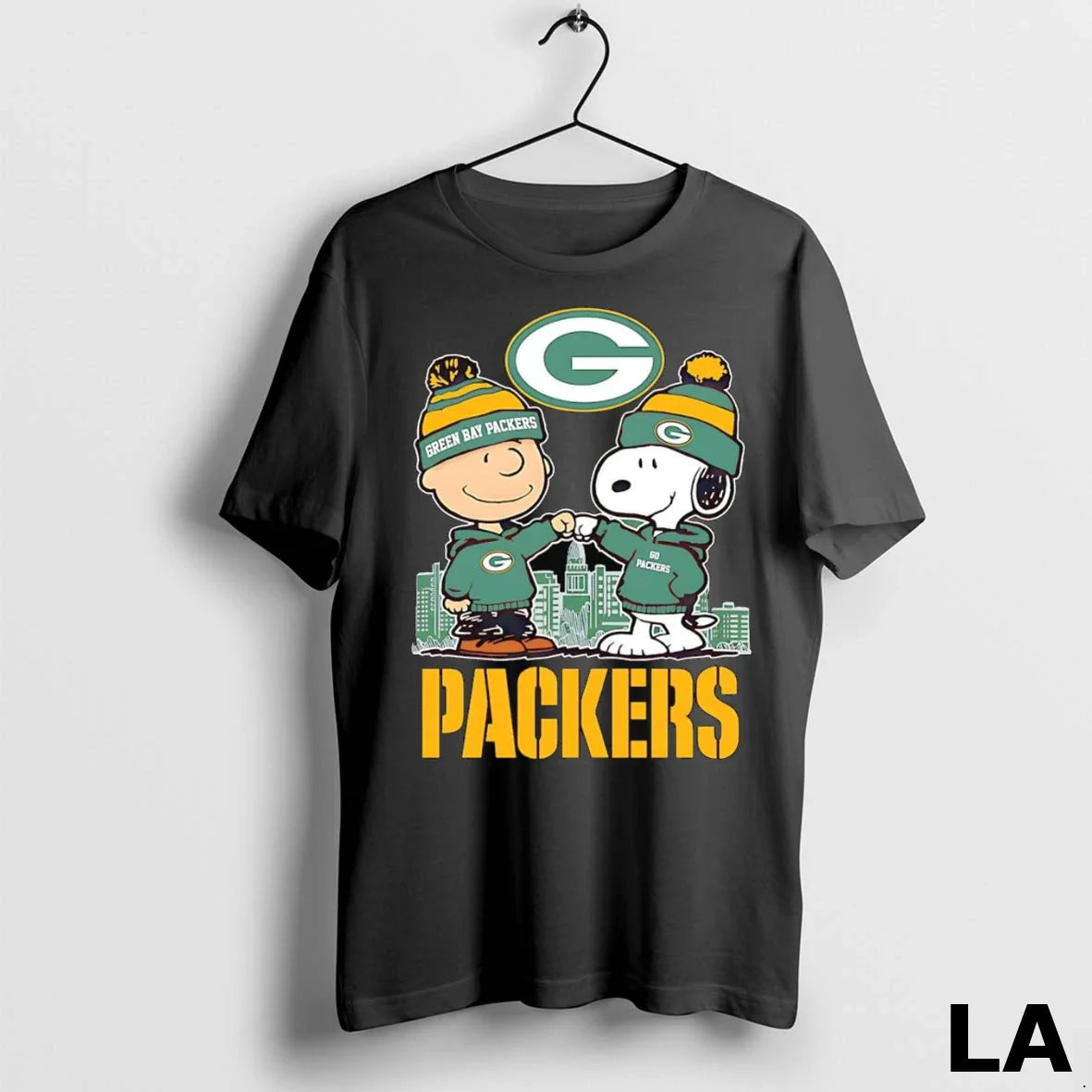 Original Snoopy And Charlie Brown Fist Bump Green Bay Packers Skyline