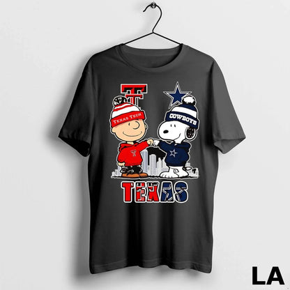 Original Snoopy And Charlie Brown Fist Bump Red Raiders And Cowboys