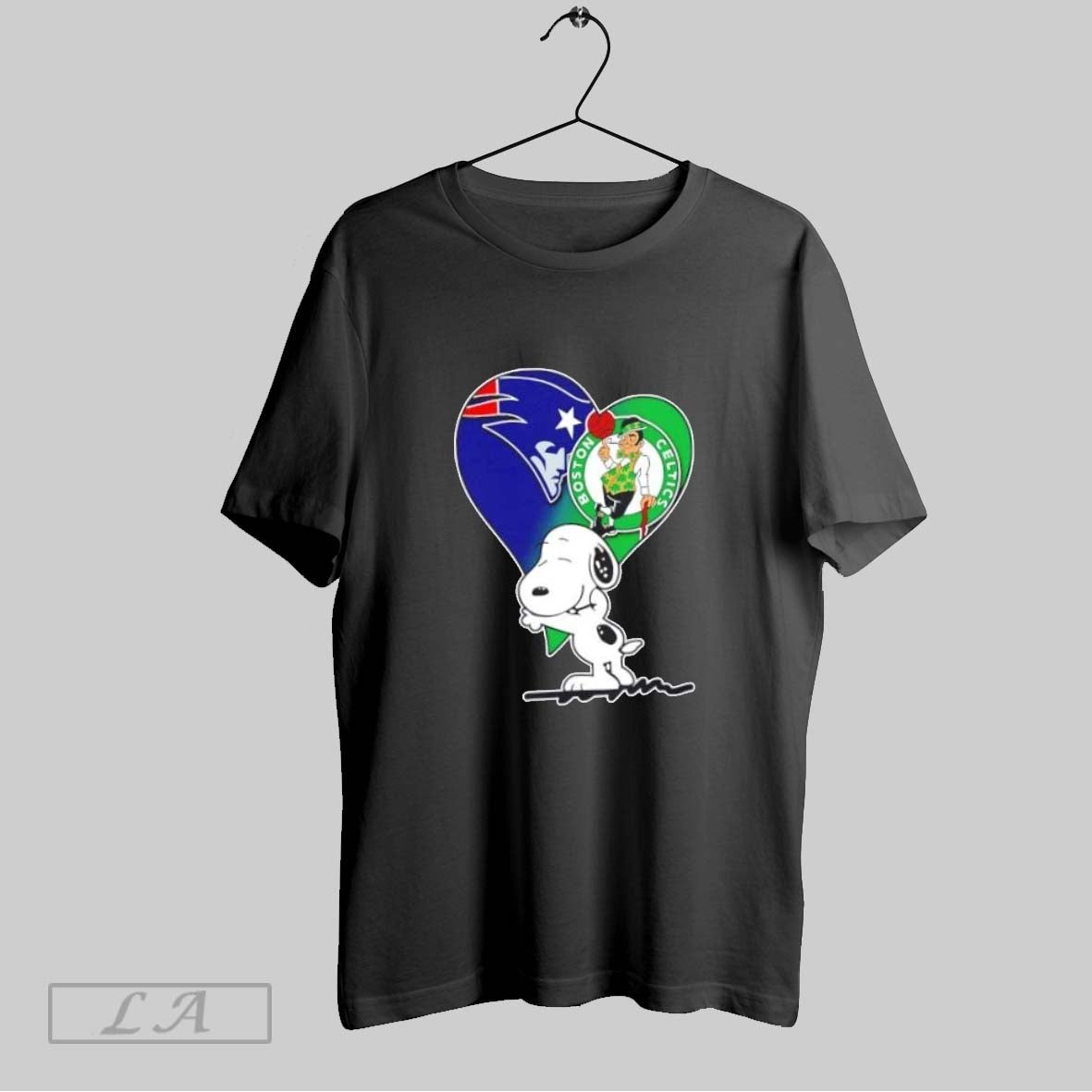 Original Snoopy Hug Heart New England Patriots And Boston Celtics