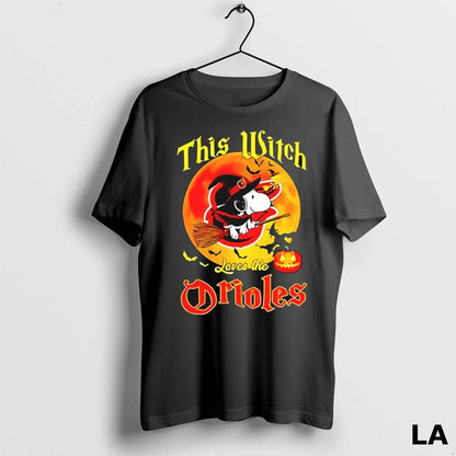Original Snoopy This Witch Loves Baltimore Orioles Halloween Long
