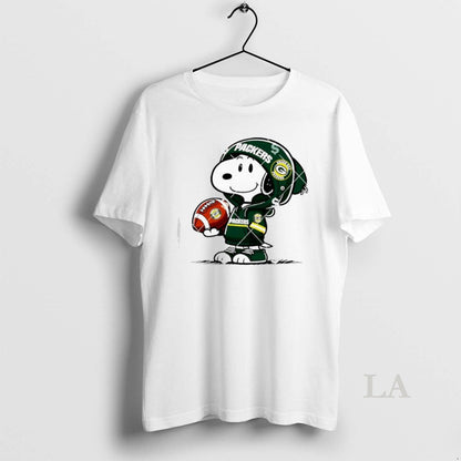 Original Snoopy Wears Green Bay Packers Logo Tee Unique Fashion