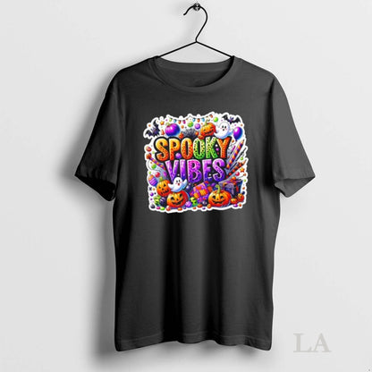 Original Spooky Vibes Colorful Halloween Ghost Hoodie Stylish Design