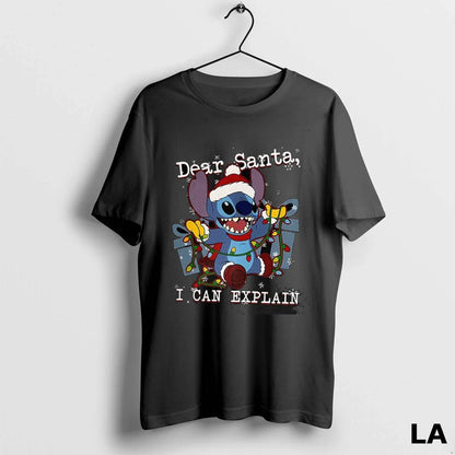 Original Stitch Dear Santa I Can Explain Merry TShirt Designer Fashion